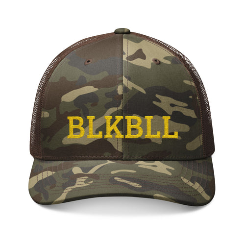 Embroidered Camo Trucker Hat — BLKBLL edition