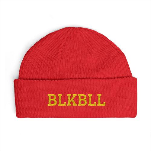 Embroidered Cuff Beanie Knit Hat — BLKBLL edition